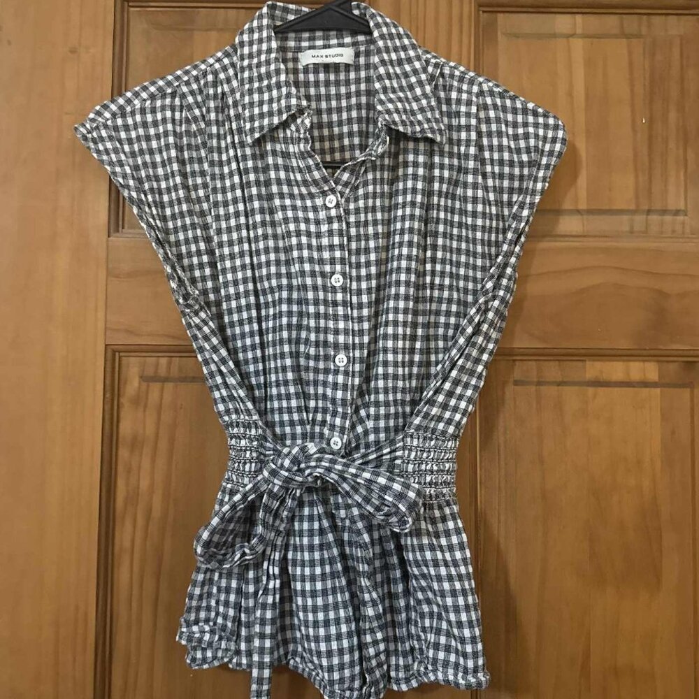 Max Studio Checkered Plaid Blouse - Size Small